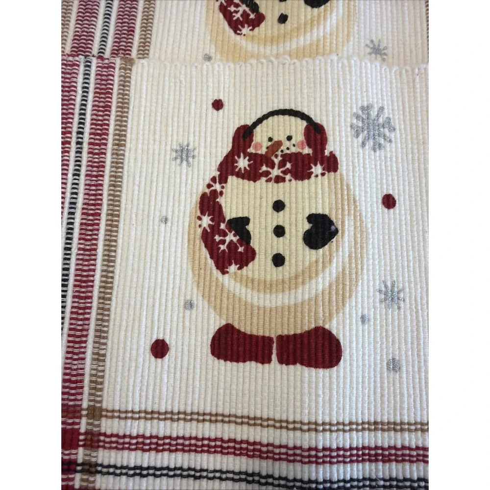 Set Of 4 Woven Let It Snow Christmas Holiday Placemats 2 Sided NEW ES002